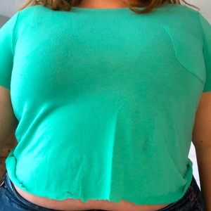 teal cropped t-shirt